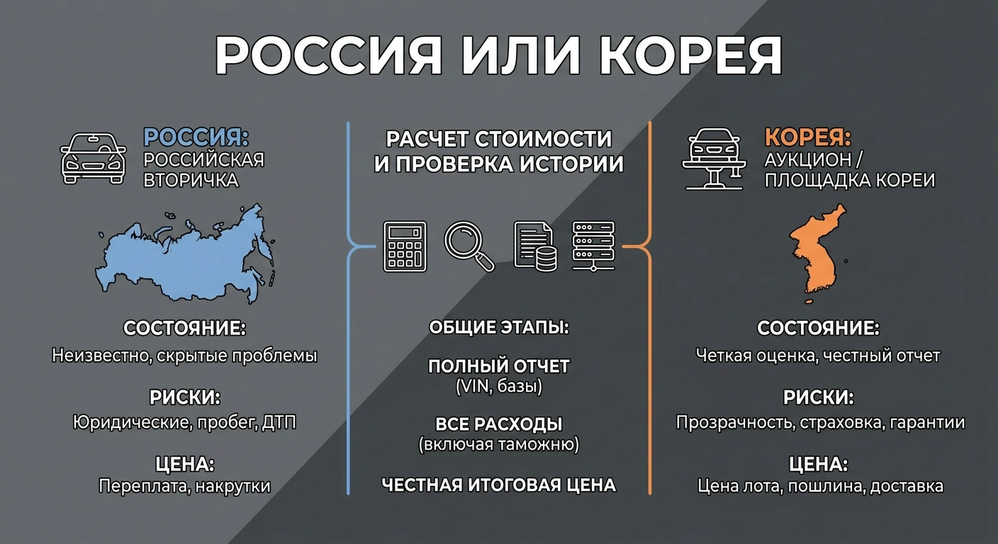 Сравнение покупки Hyundai в России и привоза из Кореи