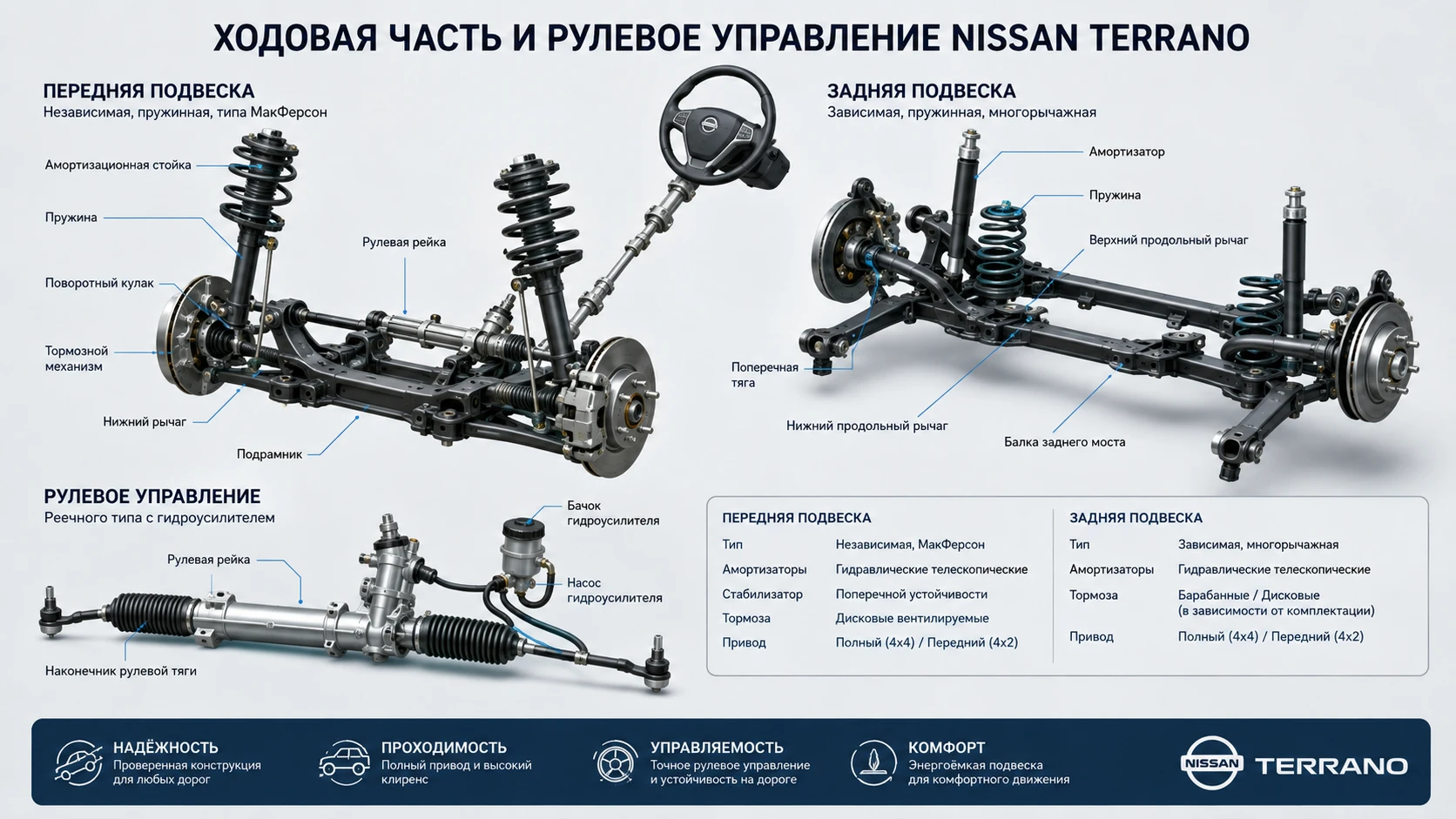 Ходовая часть и рулевое управление Nissan Terrano